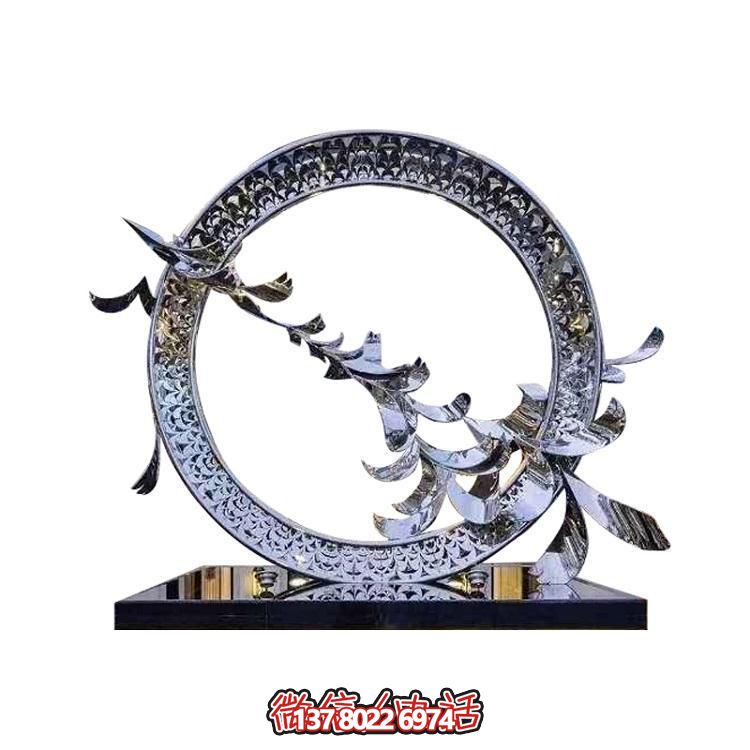 不銹鋼創意鴿子圓環擺件，裝點戶外園林景觀