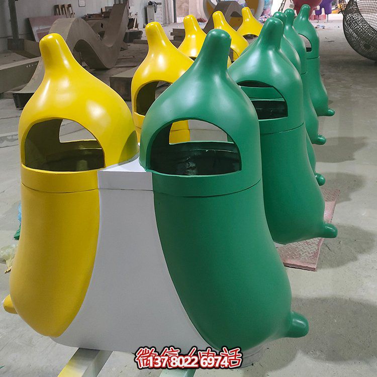 創(chuàng)意玻璃鋼垃圾桶，家庭園林裝飾擺件