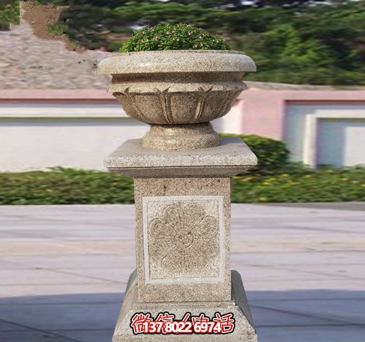 精美石雕花缽，添彰歐式庭院裝飾