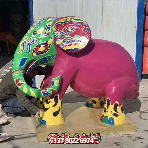 玻璃鋼雕塑大象，彩繪園林景觀