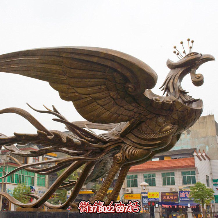 大型鳳凰銅雕擺件，增添廣場(chǎng)氣派