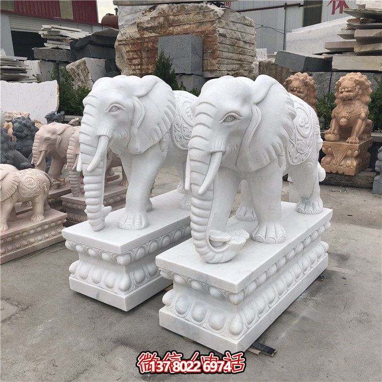 大理石石雕大型動(dòng)物雕塑，點(diǎn)綴庭院別墅門(mén)口