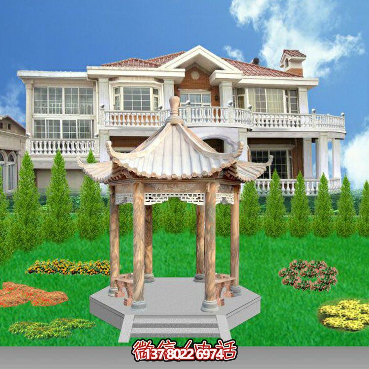 中式風格涼亭，寧靜休息，美景欣賞