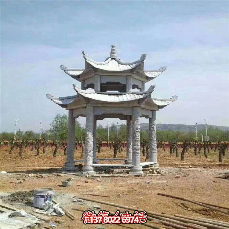 雙層雕塑涼亭，為景區、園林、戶外環境提供視覺美感