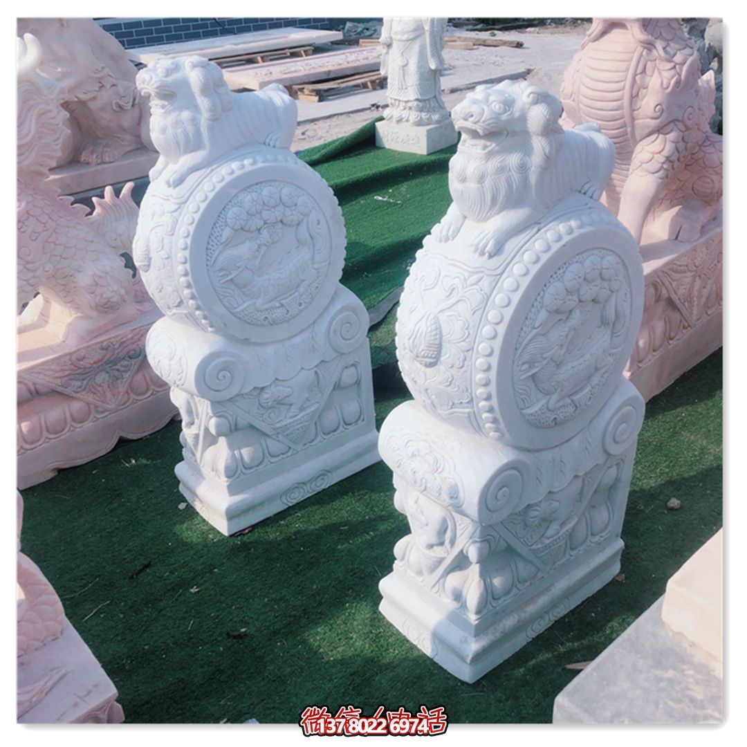 精美石雕獅子雕塑，裝點精致庭院