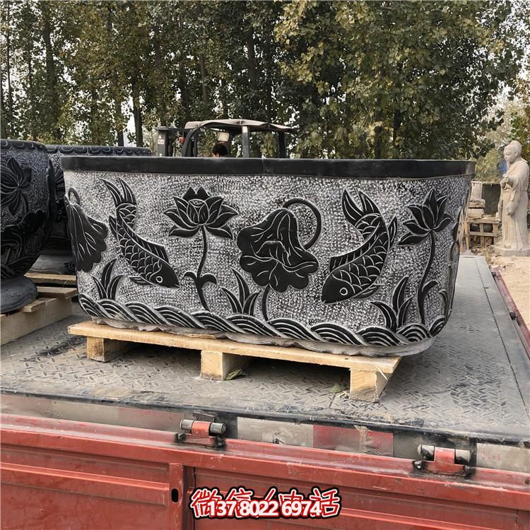 精美青石雕刻橢圓花盆，打造完美庭院戶外環境