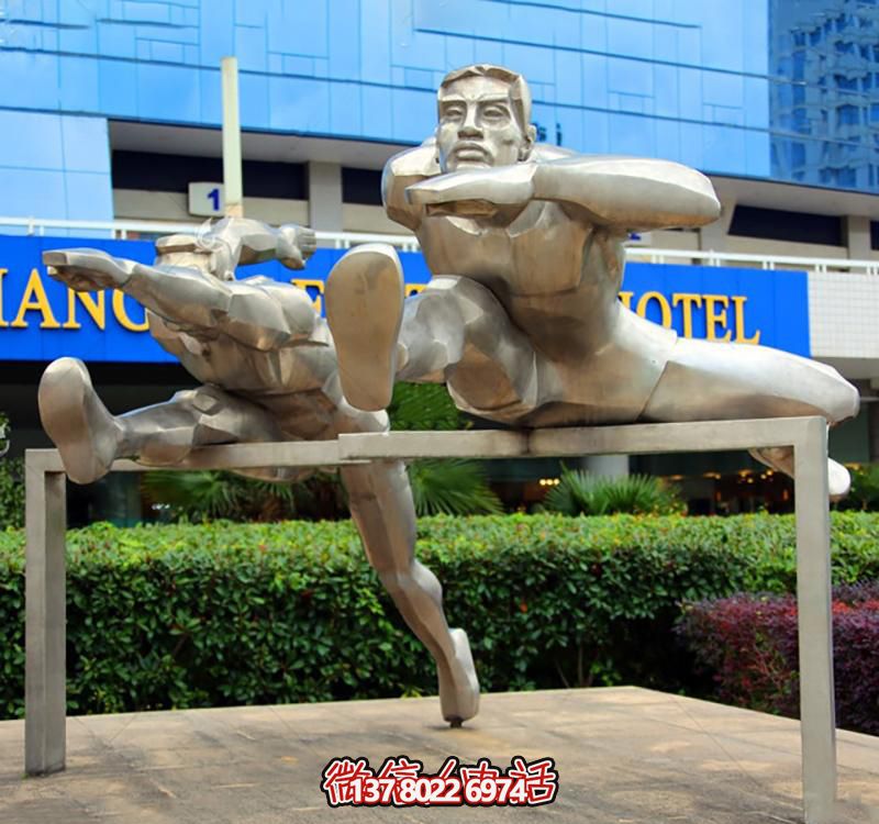 高科技不銹鋼跨欄雕塑裝置,傳承體育運動主題人物 高科技不銹鋼跨欄雕塑裝置,傳承體育運動主題人物