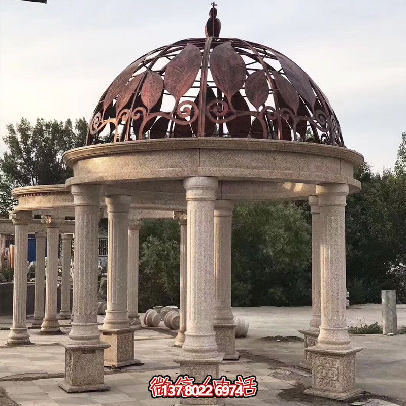 商場(chǎng)戶(hù)外擺放大理石羅馬柱樹(shù)葉鐵藝歐式休閑涼亭 商場(chǎng)戶(hù)外擺放大理石羅馬柱樹(shù)葉鐵藝歐式休閑涼亭