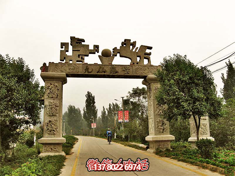 景區石柱浮雕創意單門石牌坊 景區石柱浮雕創意單門石牌坊
