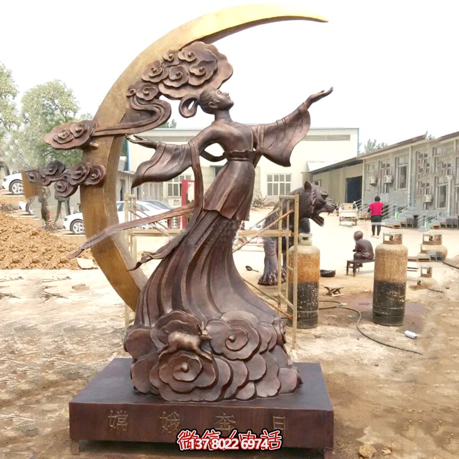 海邊擺放神話人物上古美女嫦娥奔月鑄銅雕像 海邊擺放神話人物上古美女嫦娥奔月鑄銅雕像
