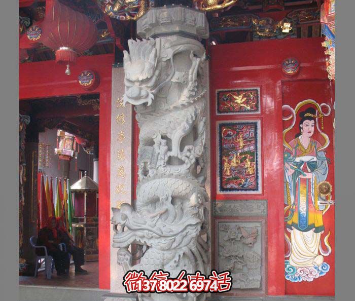 寺廟景觀大理石雕刻龍柱石雕