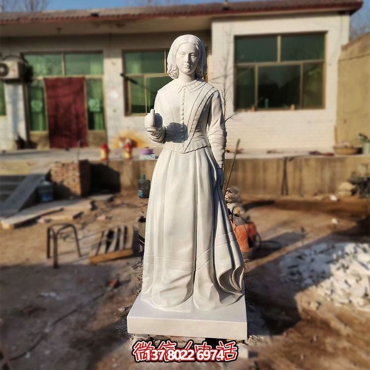 醫(yī)學院大理石石雕著名護理學者南丁格爾雕塑