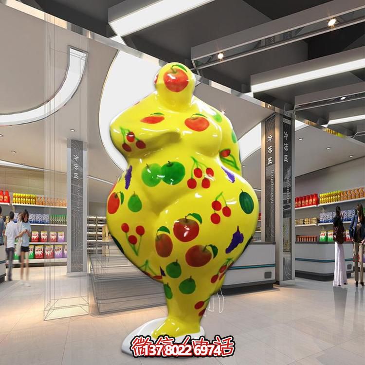 商場玻璃鋼彩繪創(chuàng)意大型抽象人物擺件