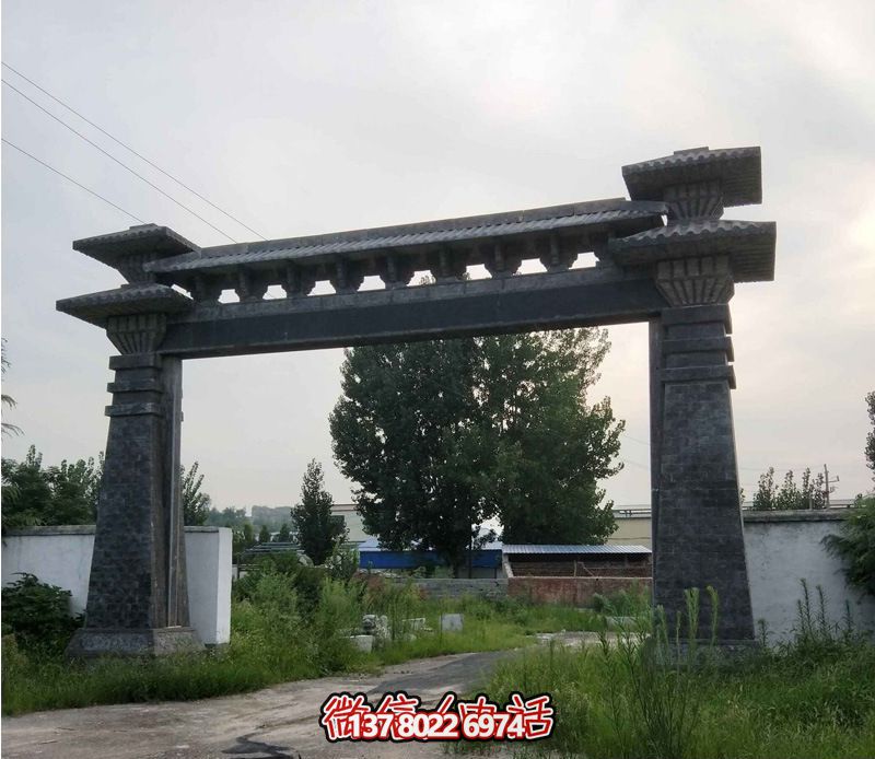 景區(qū)大型單門(mén)青石仿古牌坊石雕