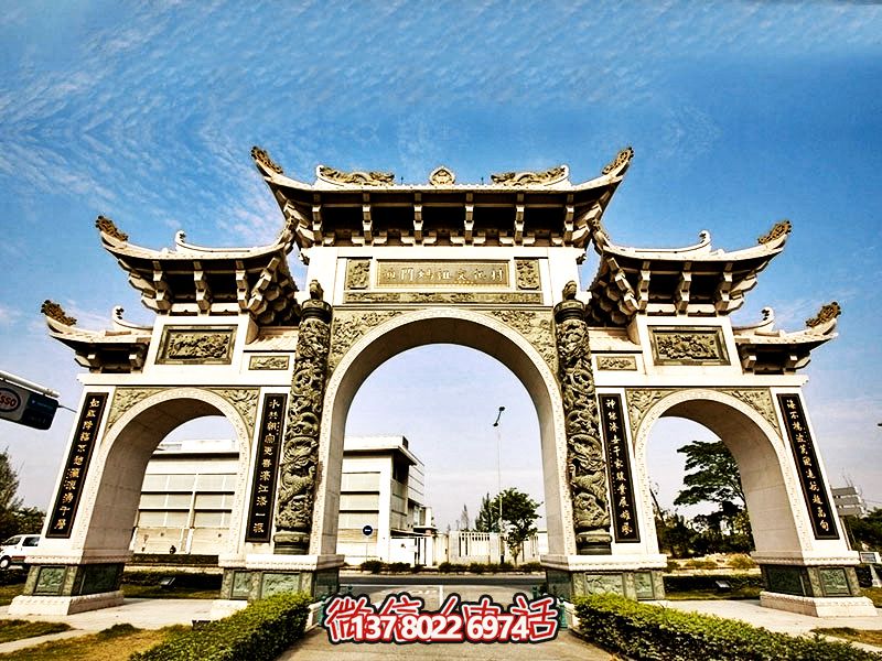 媽祖景點三門五樓古建青石雕牌坊 媽祖景點三門五樓古建青石雕牌坊