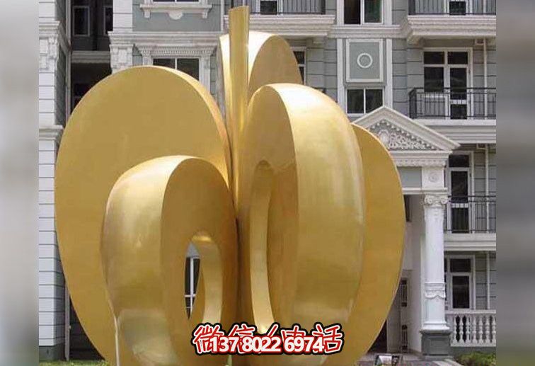 步行街不銹鋼大型抽象蘋果雕塑 步行街不銹鋼大型抽象蘋果雕塑
