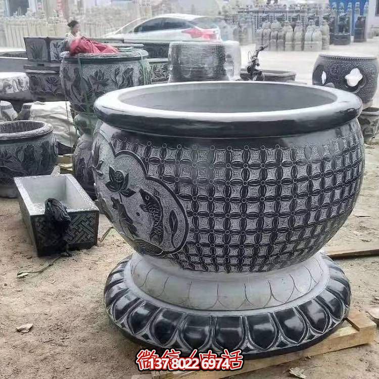 青石石雕戶外園林編織創(chuàng)意魚(yú)缸