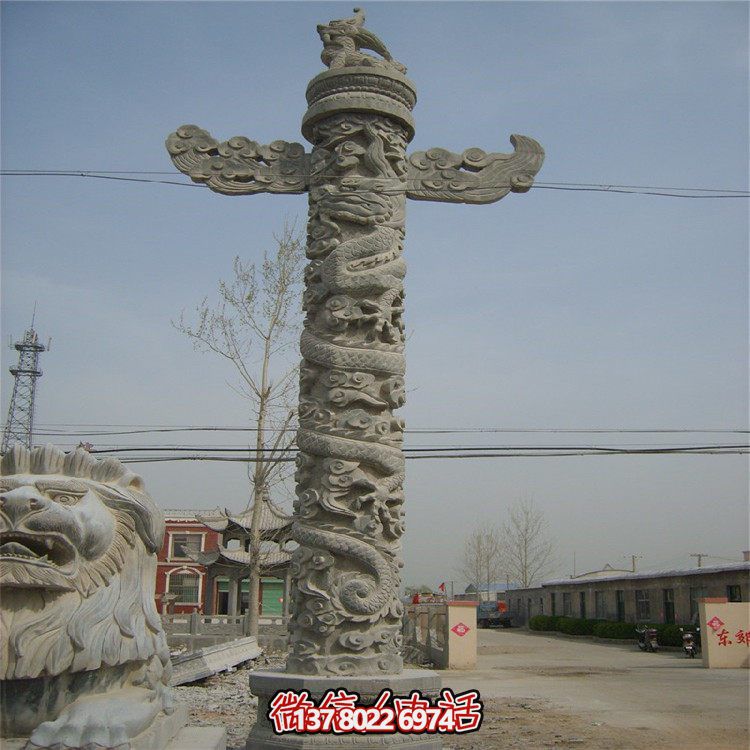 青石雕刻盤(pán)龍石柱廣場(chǎng)裝飾擺放華表