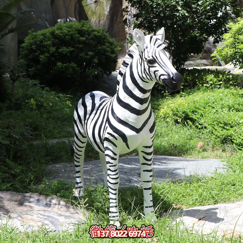 戶外公園玻璃鋼彩繪仿真動物景觀斑馬雕塑 戶外公園玻璃鋼彩繪仿真動物景觀斑馬雕塑